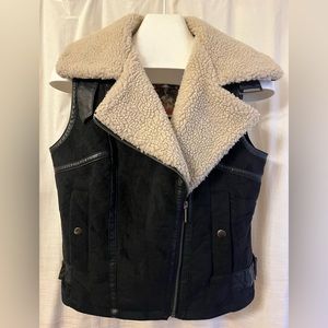 Shearling moto vest vintage style